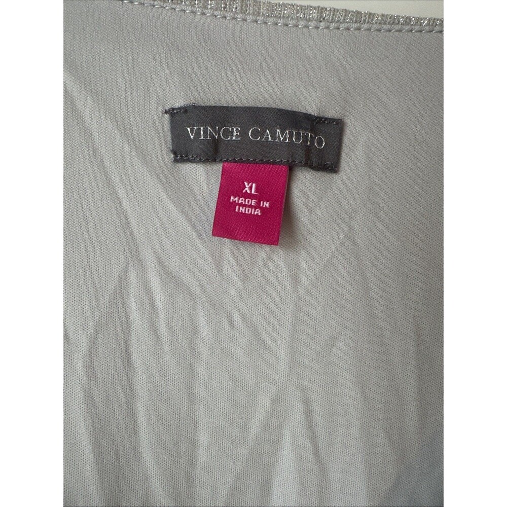 Vince Camuto Shimmer V-Neck Blouse Women's Champagne Gold Smocked Cuff Sleeve XL - Picture 3 of 13